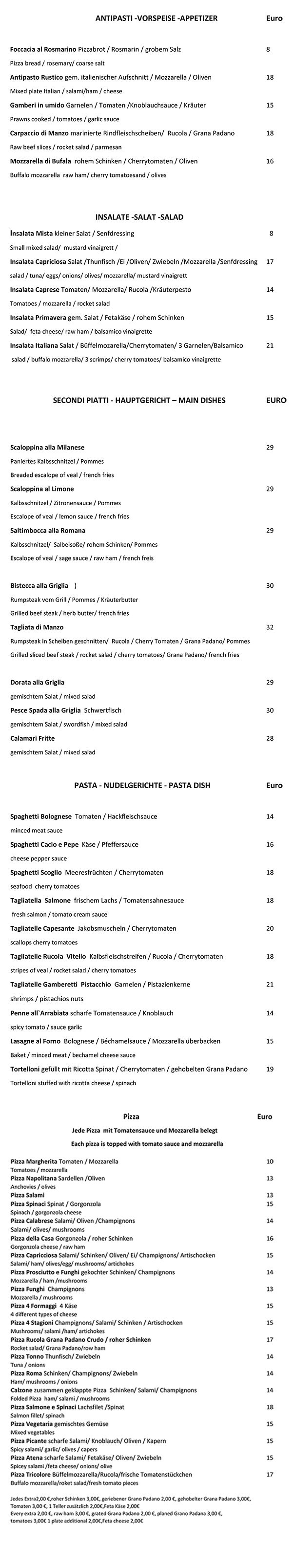 Ristorante Roma Baden-Baden - Speisekarte